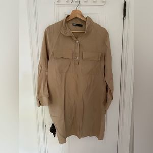 Zara button down tan dress size medium
